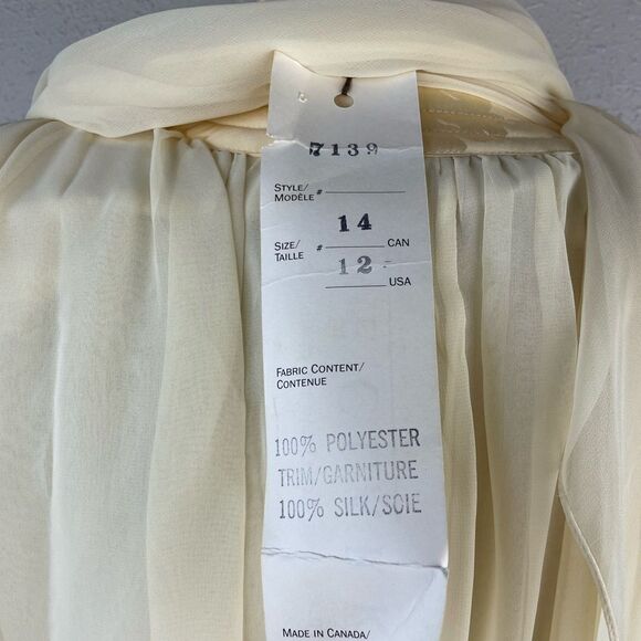 NWT Vintage Wayne Clark by Aline Marelle Yellow Silk Dress and Scarf Size 12 - Picture 10 of 11